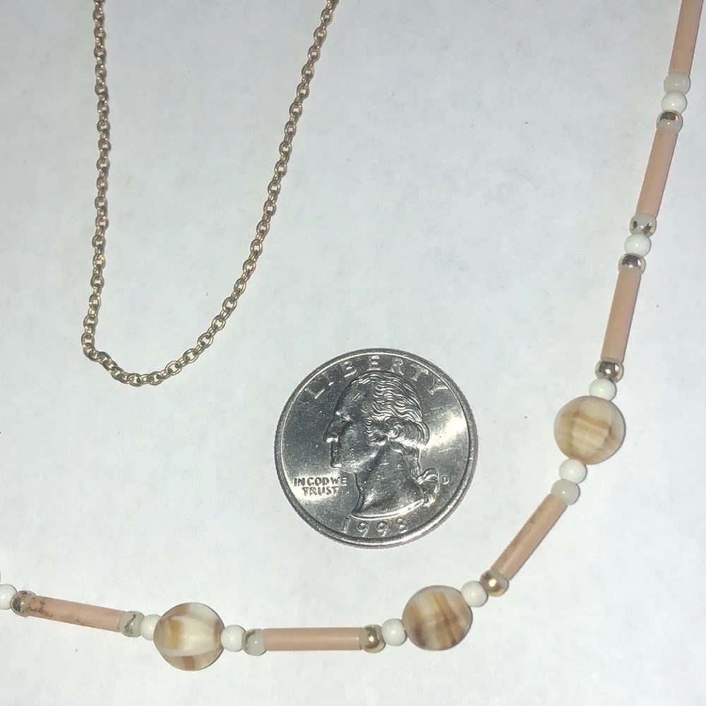 Vintage Cream and White Boho Beaded Necklace